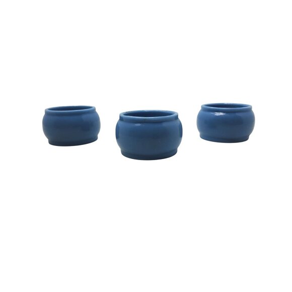 Set Of 3 Vintage Blue Melamine Napkin Rings - Picture 1 of 4